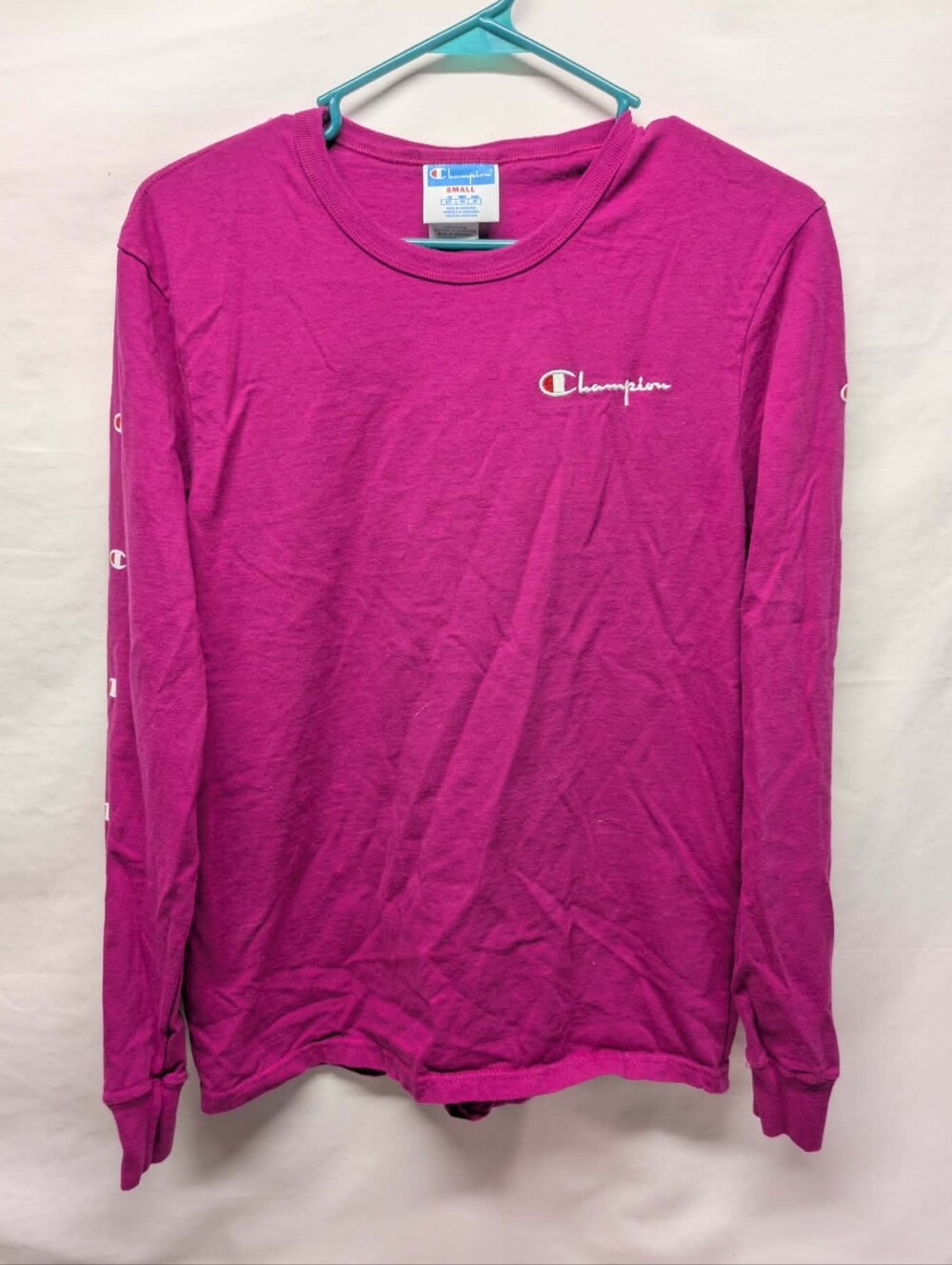 Nwot Champion Long Sleeve Tee in Bright Fuchsia Pink